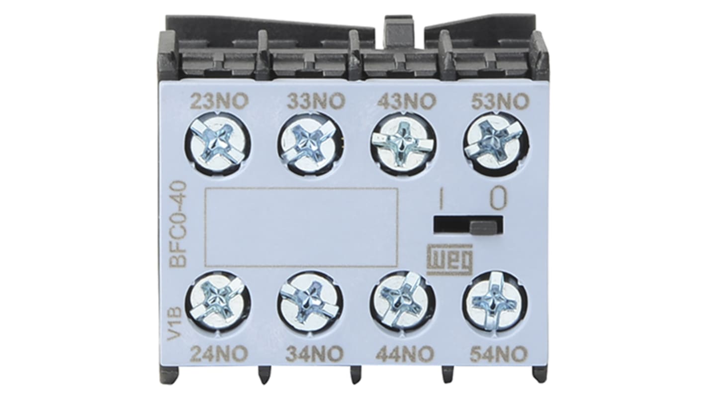 WEG Auxiliary Contact Block, 4 Contact, 4NO, Front Mount