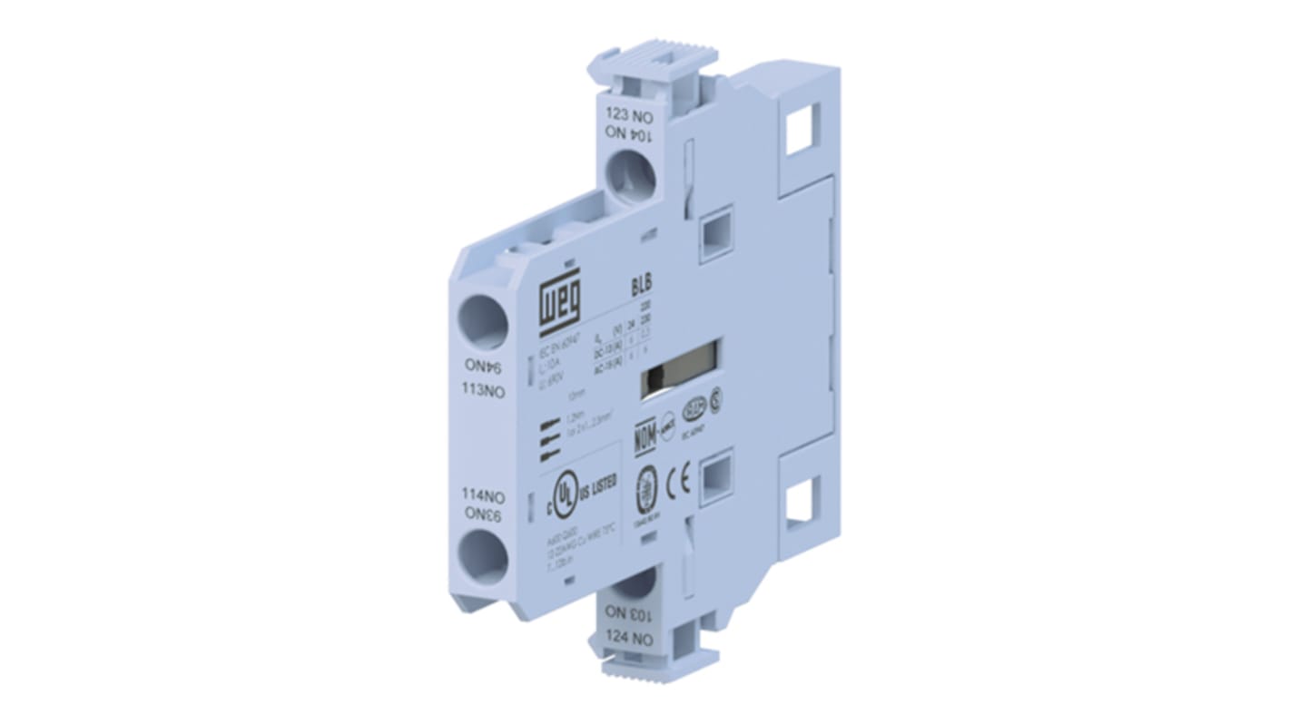 WEG Auxiliary Contact Block, 2 Contact, 2NO, Side Mount BLB