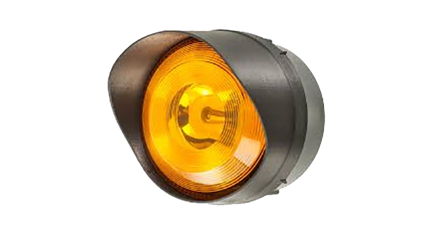 Moflash 琥珀色常亮LED警示灯, 黑色外壳, 20 → 30 v 交流 / 直流, Φ108mm底座, 表面安装, 壁装, IP65