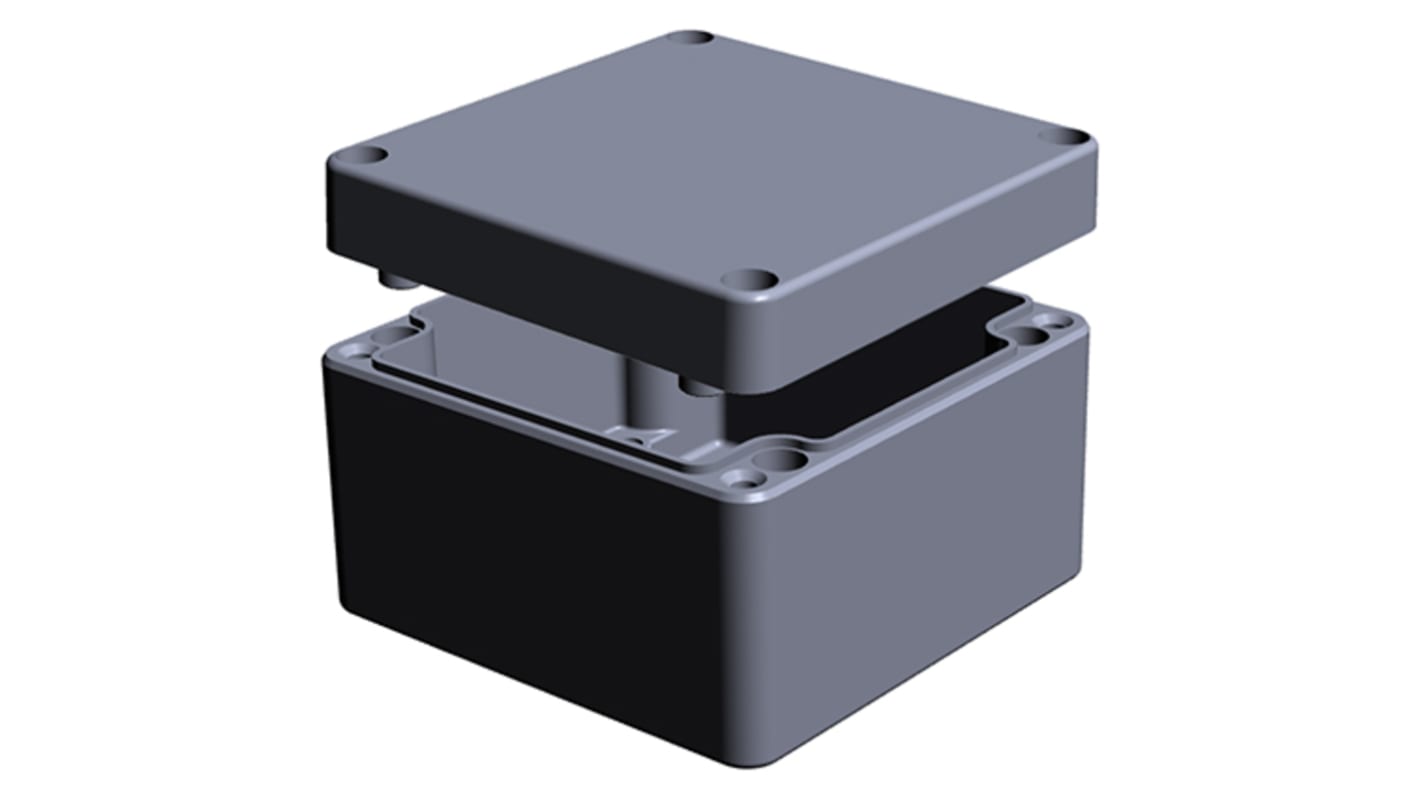RS PRO Aluminium Enclosure, IP66, Grey Lid, 81 x 122 x 120mm
