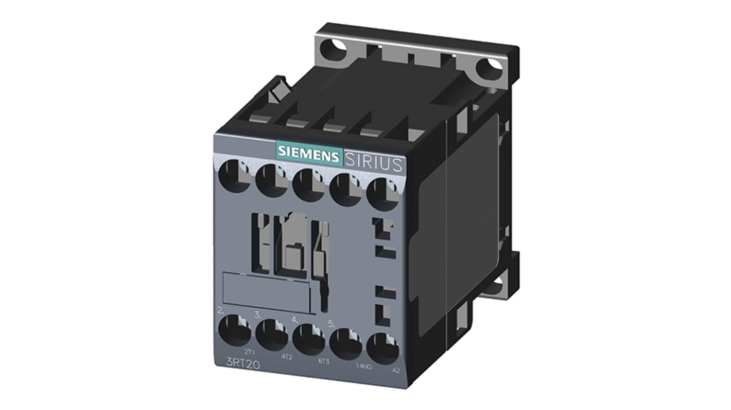 Contattore Siemens, serie 3RT2, 3 poli, 3 NO, 12 A, 5,5 kW, bobina 230 V ca