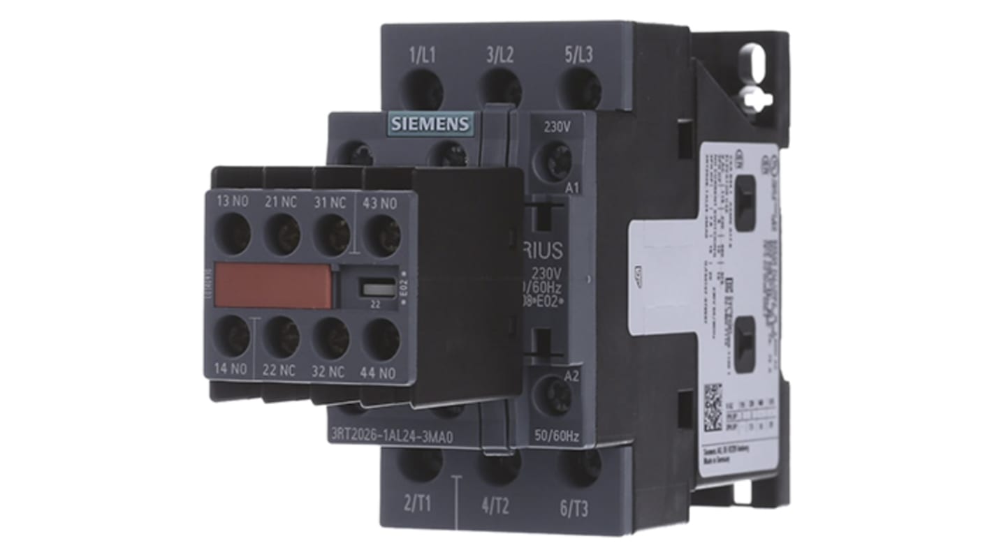 Relè di controllo Siemens, 3 NO, carico FLC 22 A, 40 A