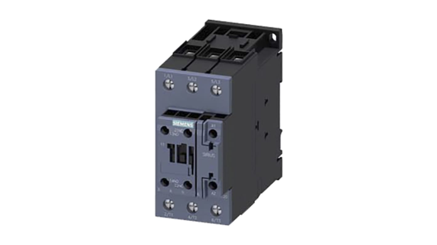 Siemens SIRIUS Innovation 3RT2 Contactor, 230 V ac Coil, 3-Pole, 40 A, 18.5 kW, 3NO, 690 V
