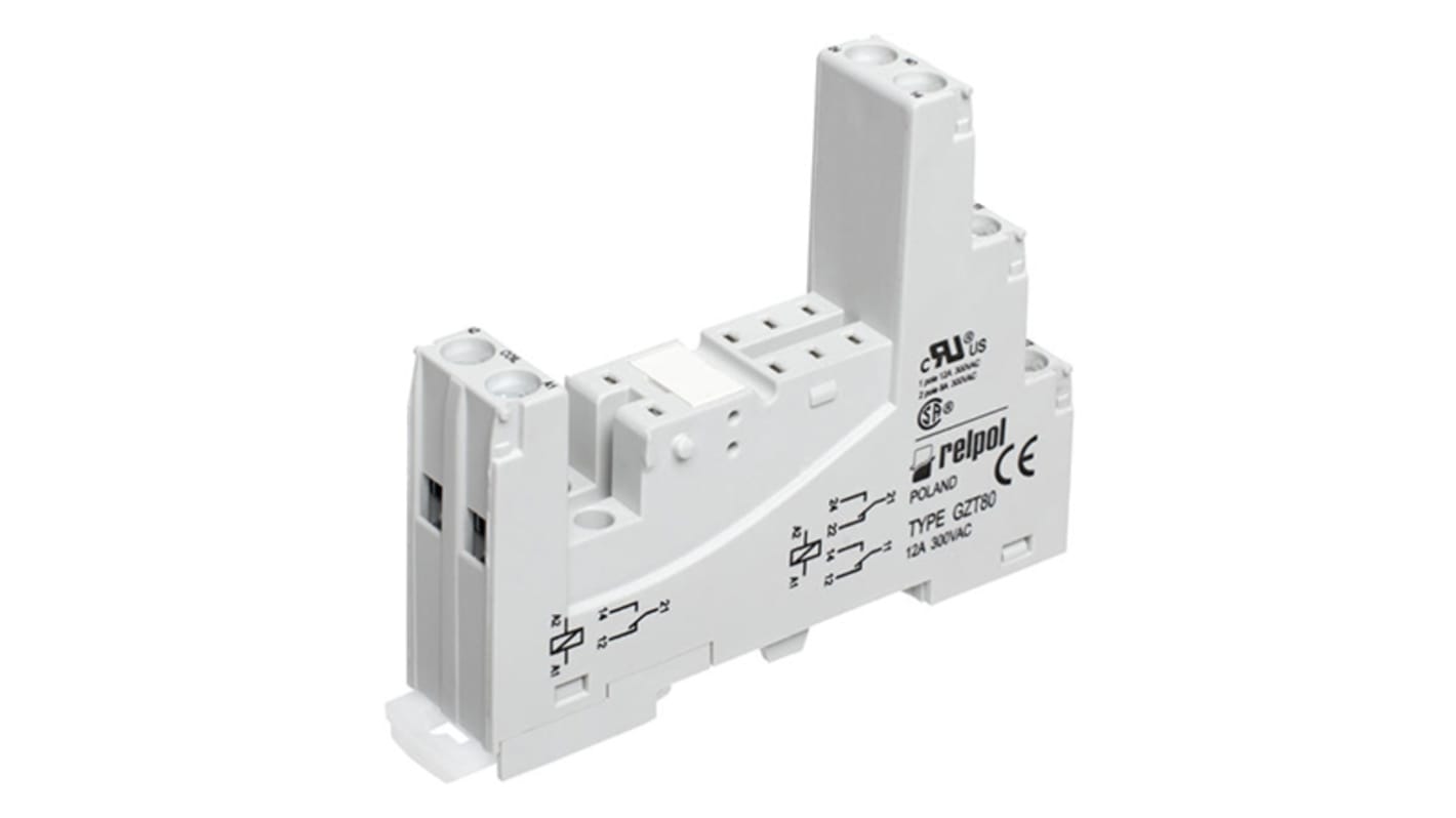 Relpol 8 Pin 300V ac DIN Rail Relay Socket for use with Various Series