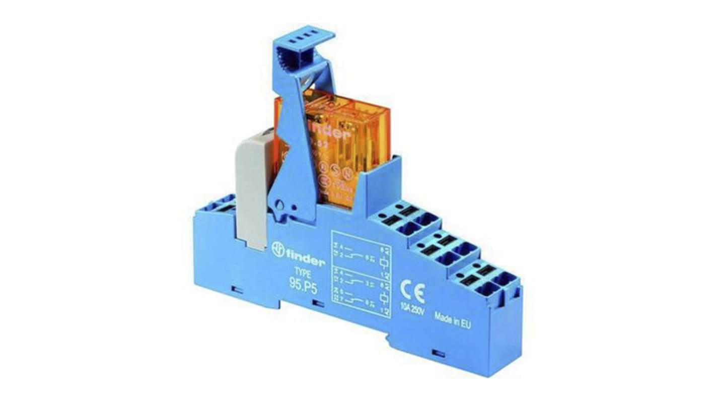 Finder 48 Series Interface Relay, DIN Rail Mount, 24V dc Coil, DPDT-2C/0, 2-Pole, 8A Load