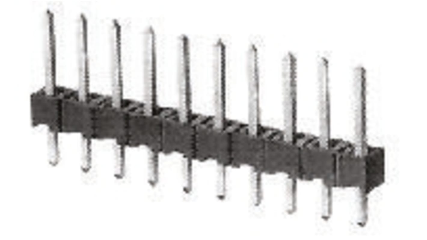 TE Connectivity AMPMODU MOD II Series Straight Through Hole Pin Header, 20 Contact(s), 2.54mm Pitch, 1 Row(s),