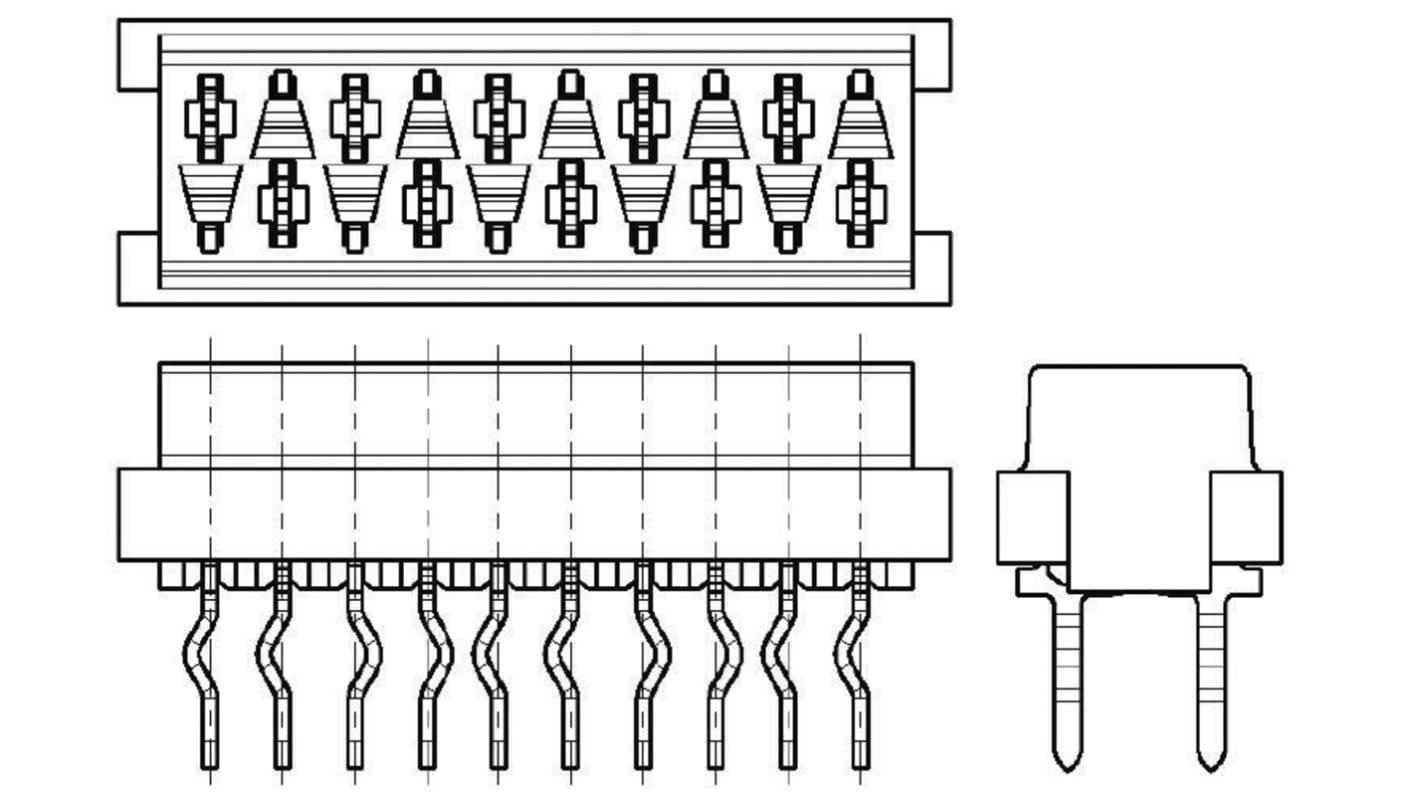 TE Connectivity Micro-MaTch Series Straight Through Hole Mount PCB Socket, 14-Contact, 2-Row, 2.54mm Pitch, Solder