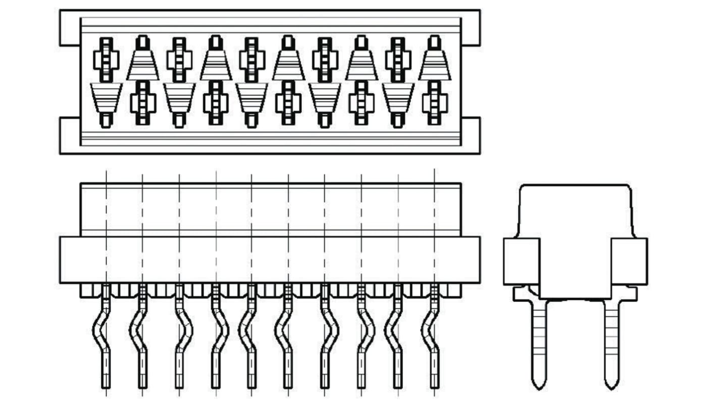 Gniazdo PCB 16 -pinowe 2 -rzędowe raster: 2.54mm Żeńskie na płytkę Proste Przewlekany