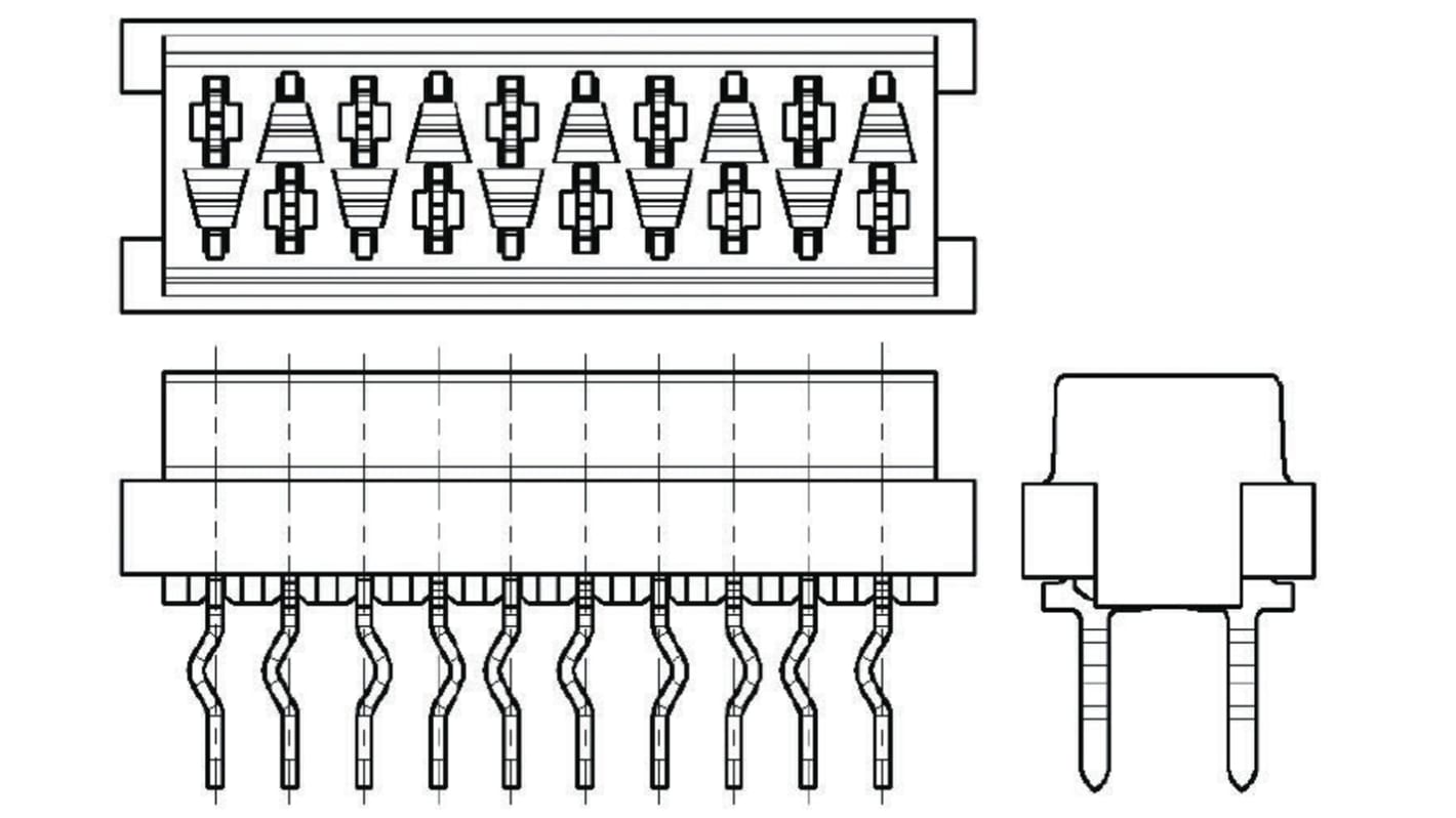 Conector hembra para PCB TE Connectivity serie Micro-MaTch, de 14 vías en 2 filas, paso 2.54mm, 230 V, 1.5A, Montaje en