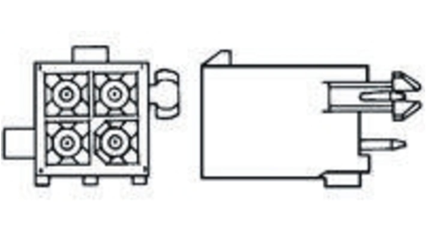 TE Connectivity Mini-Universal MATE-N-LOK Series Straight Through Hole PCB Header, 6 Contact(s), 4.14mm Pitch, 2