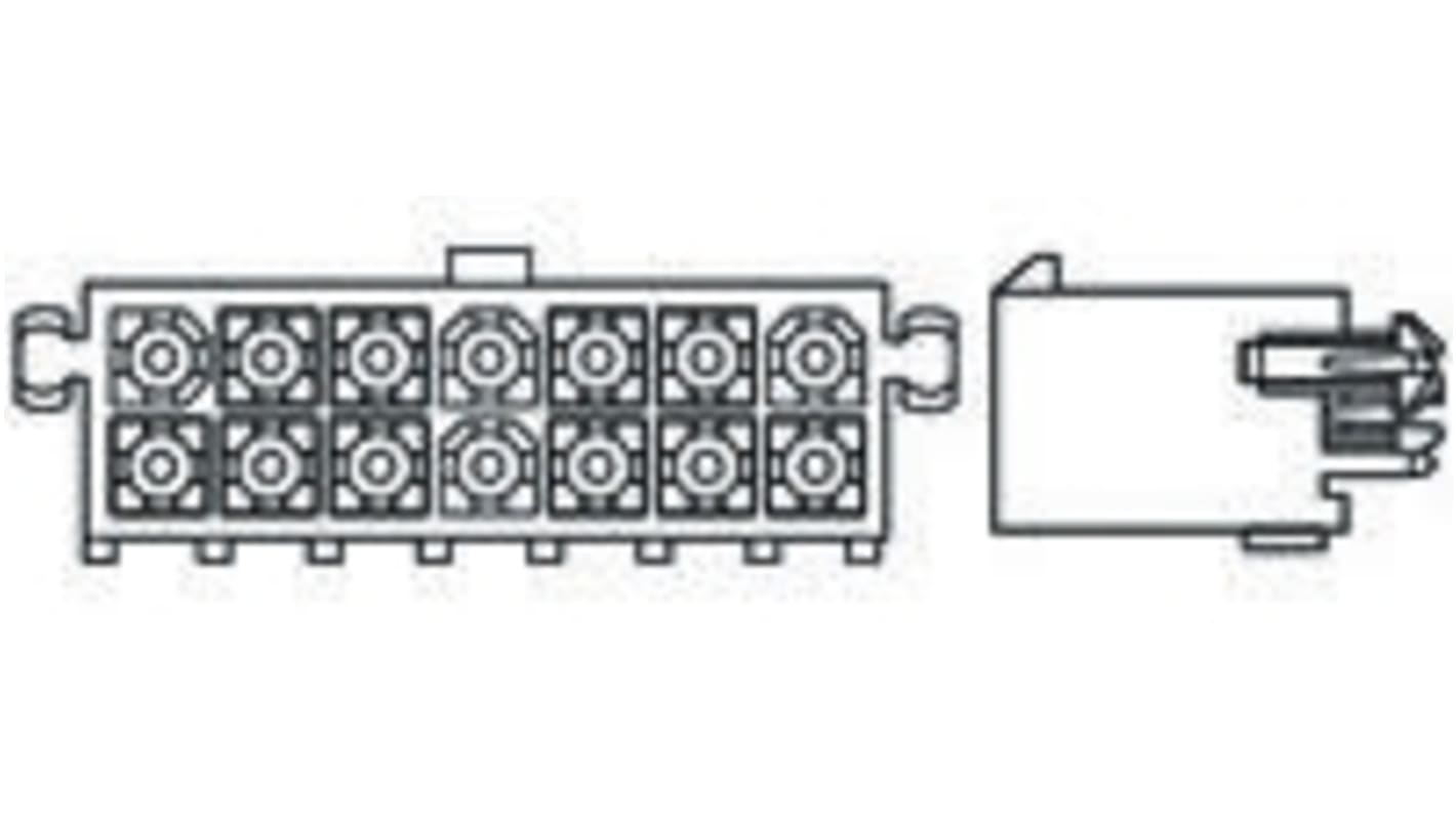TE Connectivity Mini-Universal MATE-N-LOK Series Straight Through Hole PCB Header, 16 Contact(s), 4.14mm Pitch, 2