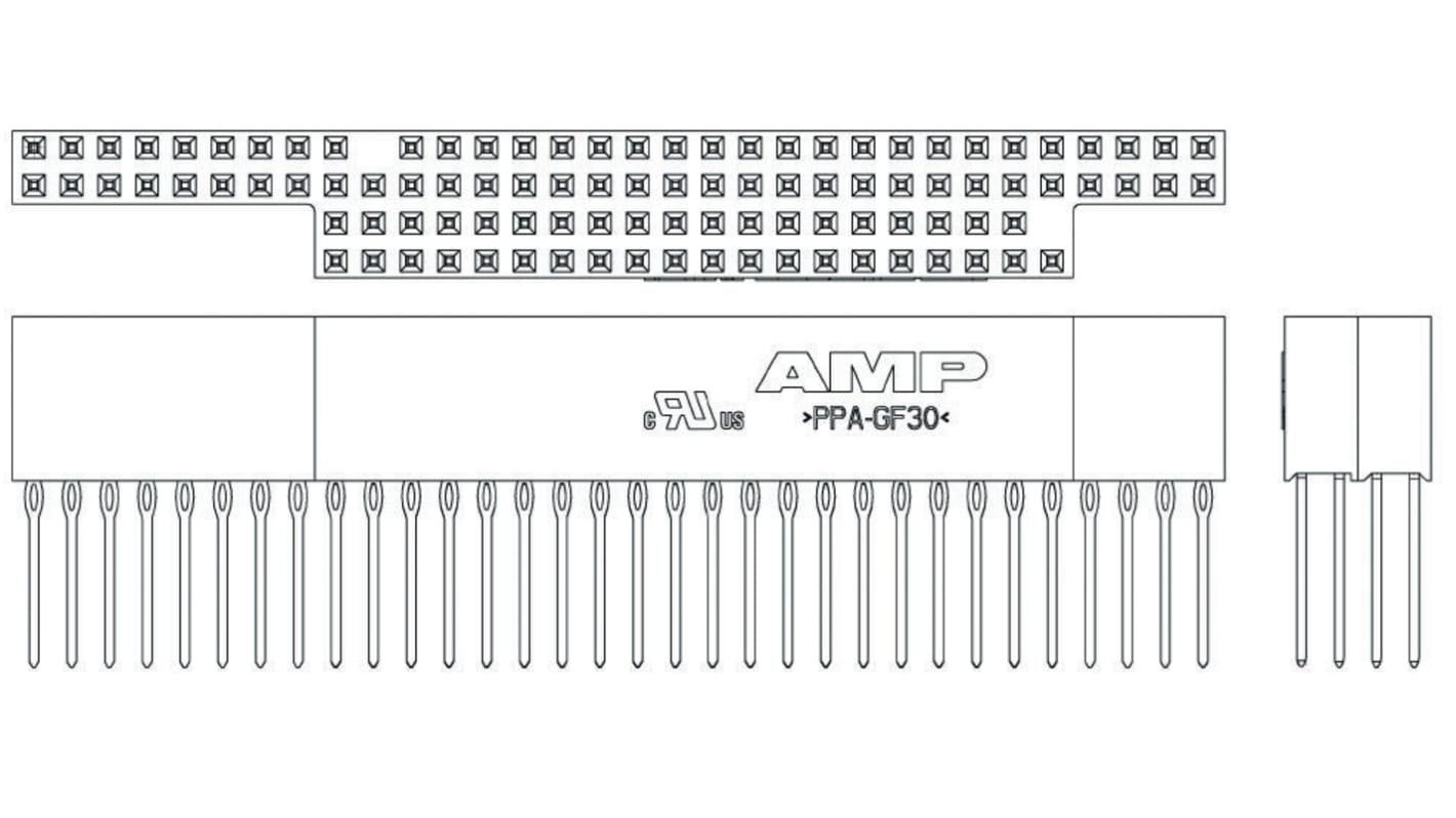 TE Connectivity, AMPMODU 2.54mm Pitch PC/104 Backplane Connector, Female, Straight, 4 Row, 104 Way