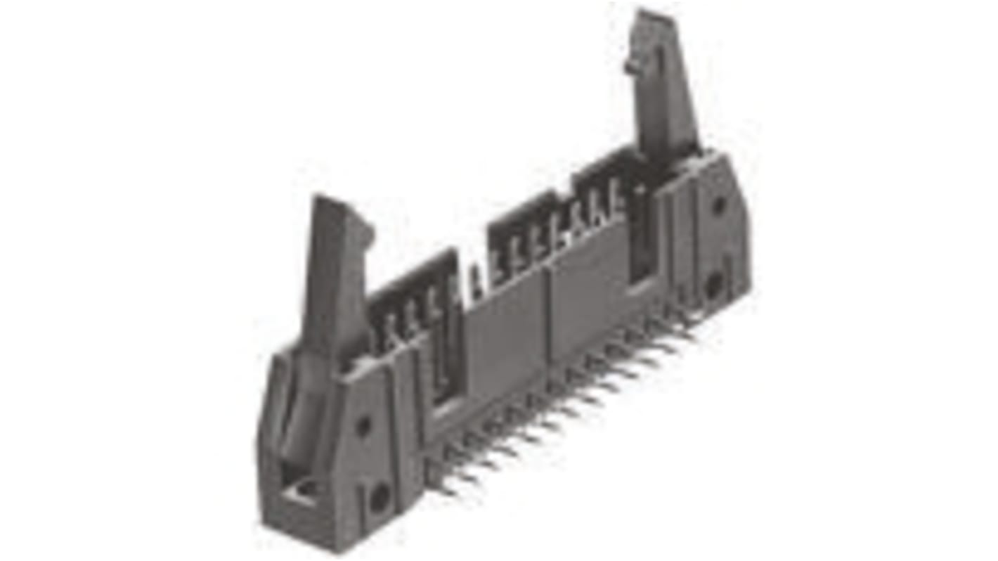 TE Connectivity AMP-LATCH Series Right Angle Through Hole PCB Header, 14 Contact(s), 2.54mm Pitch, 2 Row(s), Shrouded