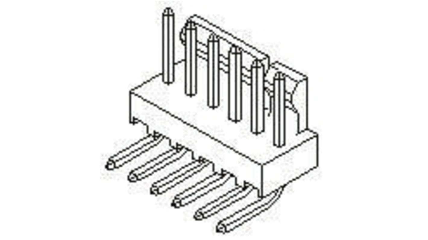 Molex KK 254 Series Right Angle Through Hole Pin Header, 6 Contact(s), 2.54mm Pitch, 1 Row(s), Unshrouded