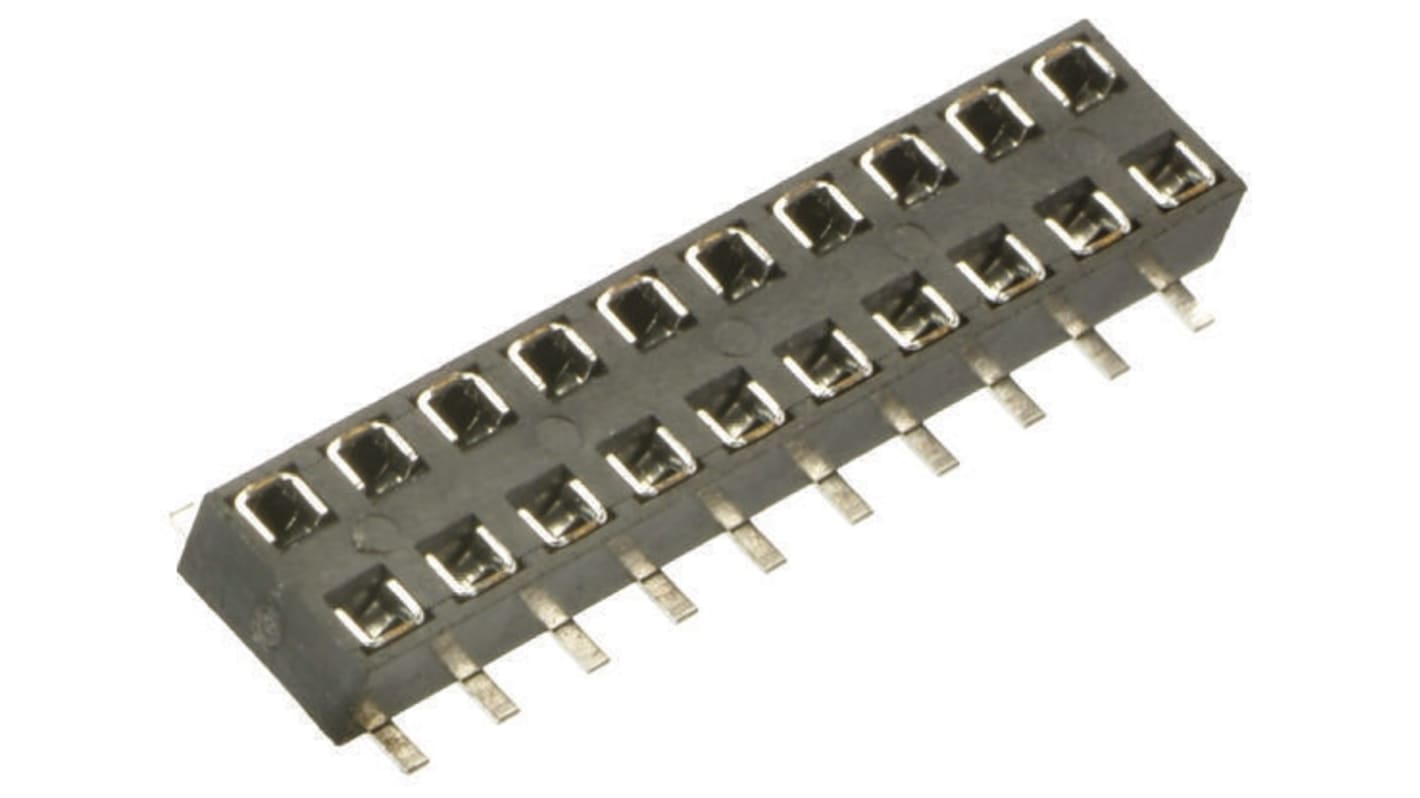 HARWIN Straight Surface Mount PCB Socket, 20-Contact, 2-Row, 2mm Pitch, Solder Termination