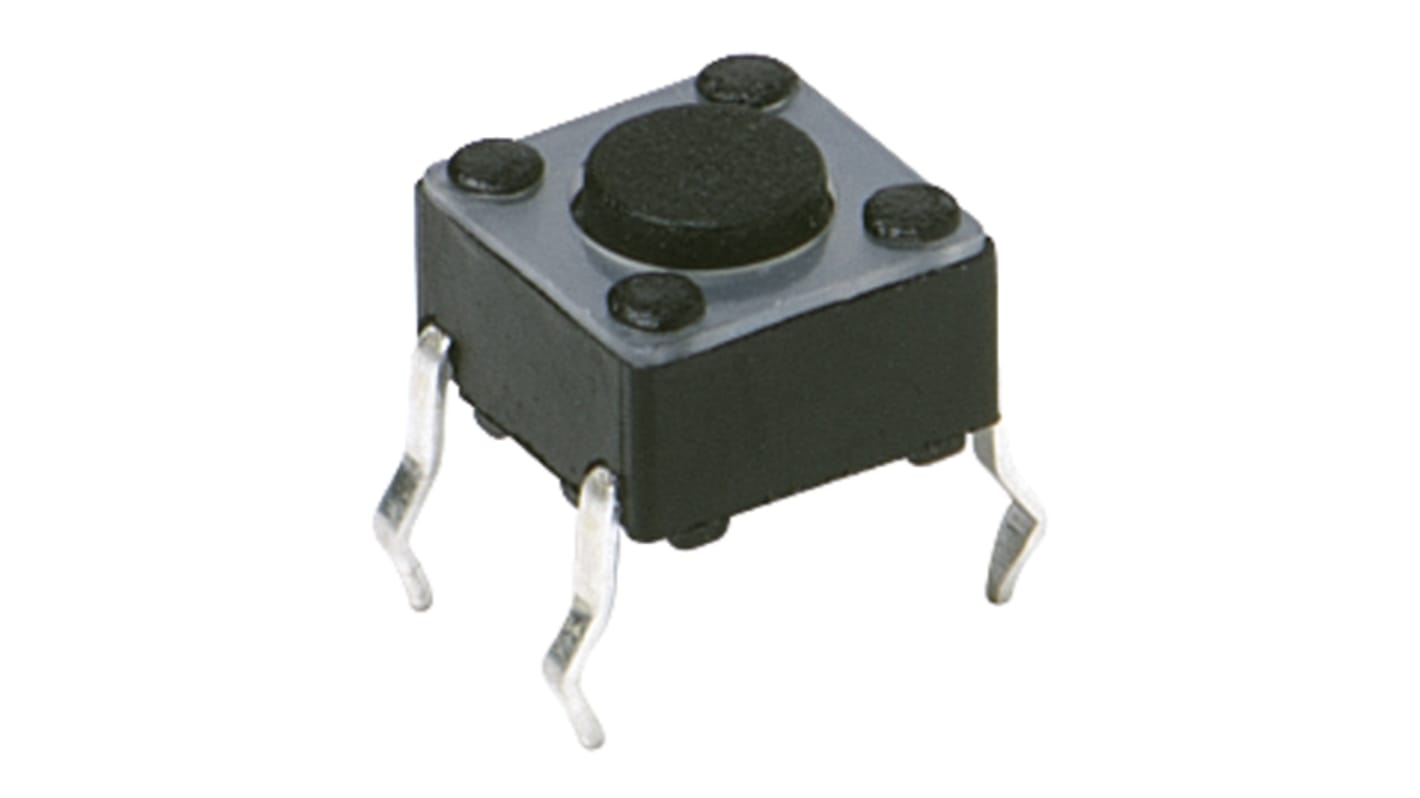 IP40 Red Button Tactile Switch, SPST 50 mA 2.4mm Through Hole