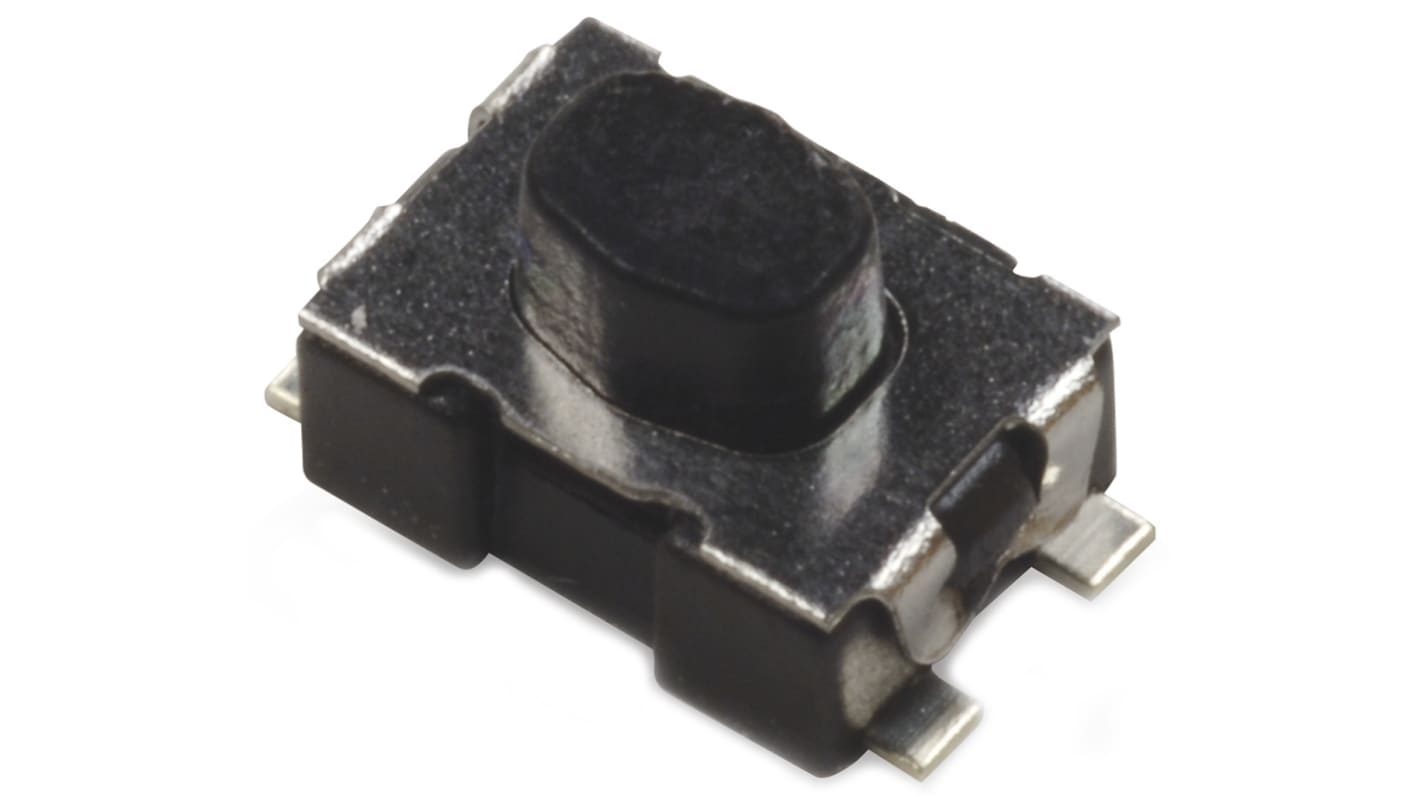 C & K IP40 Black Button Tactile Switch, SPST 10 mA 2.11mm Surface Mount