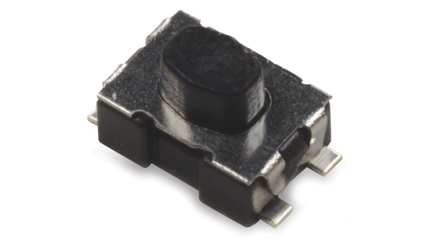 C & K IP67 Black Button Tactile Switch, SPST 50 mA 2.11mm Surface Mount