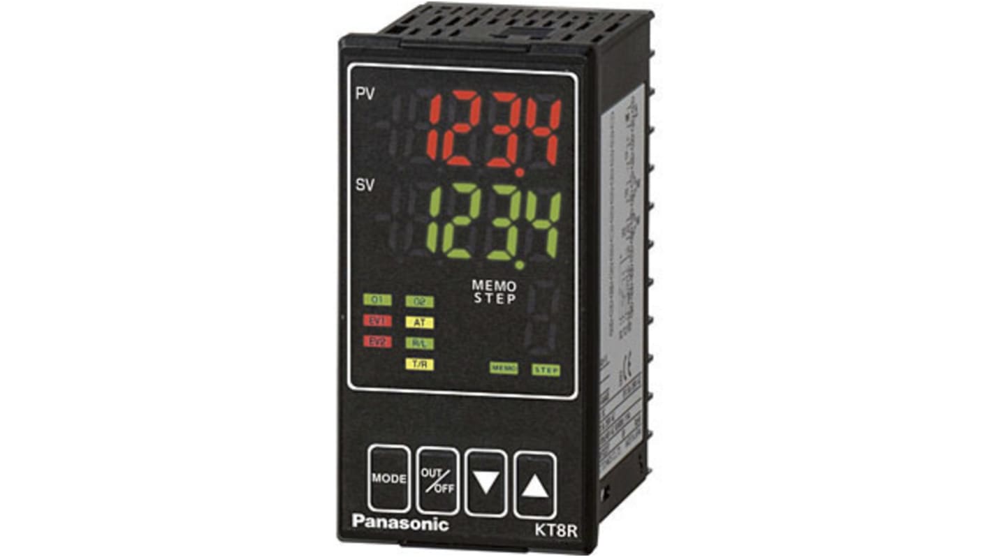 Panasonic AKT8R Panel Mount PID Temperature Controller, 48 x 106mm 1 Input, 3 Output Non Contact Voltage, 100 →