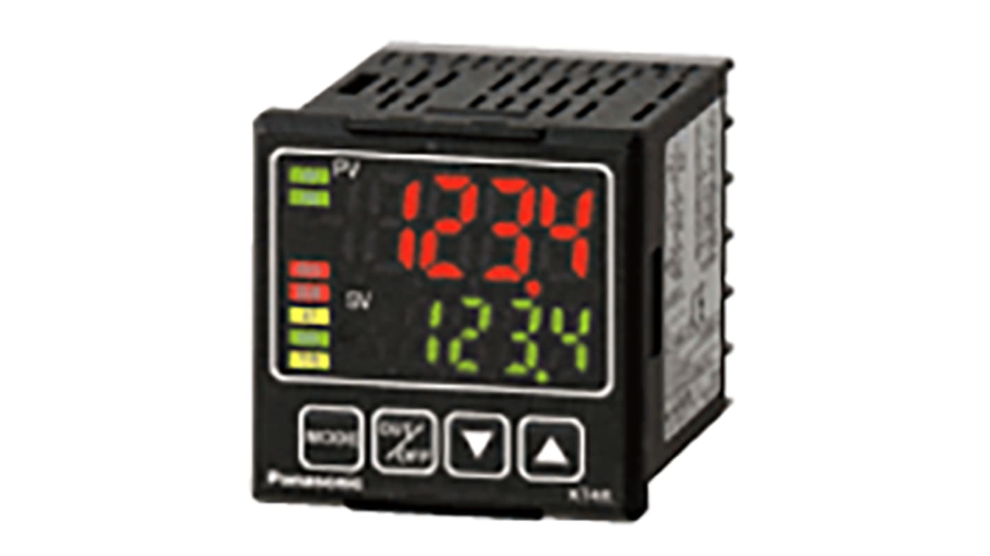 Panasonic AKT4B Panel Mount PID Temperature Controller, 48 x 60mm 1 Input, 3 Output Relay, 24 V ac/dc, 100 → 240
