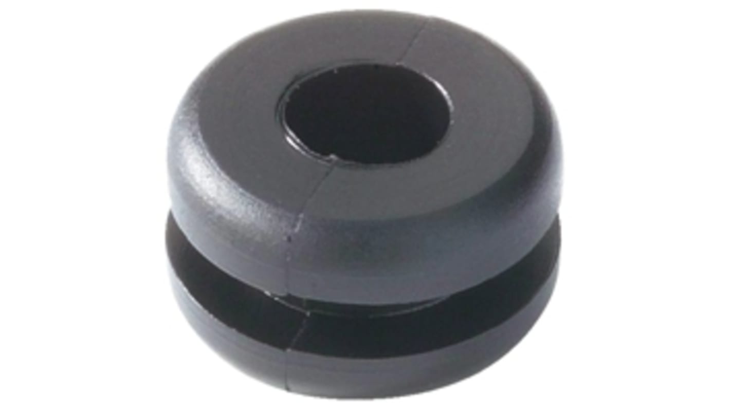 HellermannTyton Black PVC 11mm Cable Grommet for Maximum of 8mm Cable Dia.