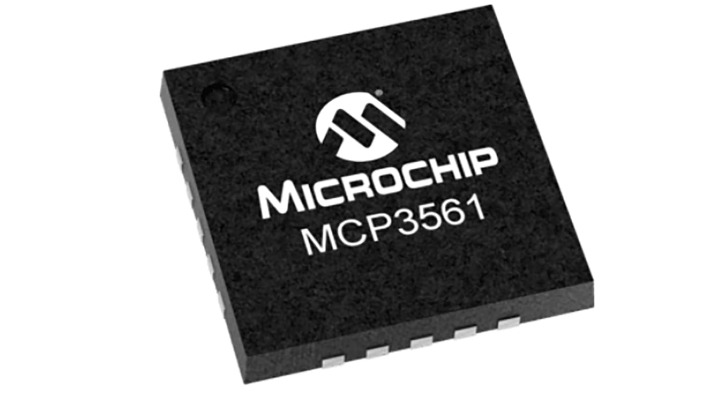 ADC, MCP3561T-E/NC, 24 bits bits, 153.6ksps, 20 broches, UQFN