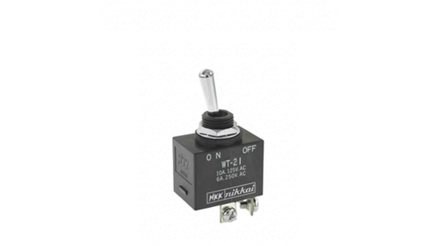 NKK Switches Toggle Switch, Panel Mount, On-Off, DPST, Screw Terminal, 30 V dc, 125V ac
