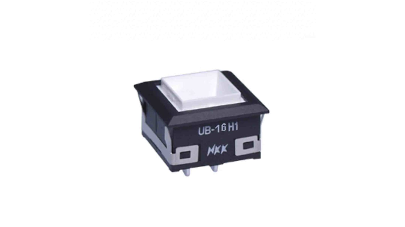 NKK Switches UB Series Illuminated Push Button Switch, On-On, PCB, SPDT, Amber LED, 125V, IP40
