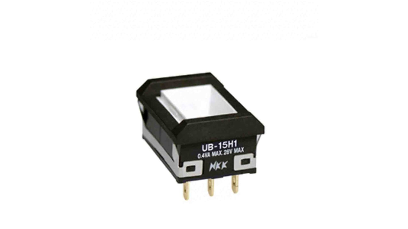 NKK Switches UB Series Illuminated Push Button Switch, Momentary, PCB, SPDT, Amber LED, 28V, IP40