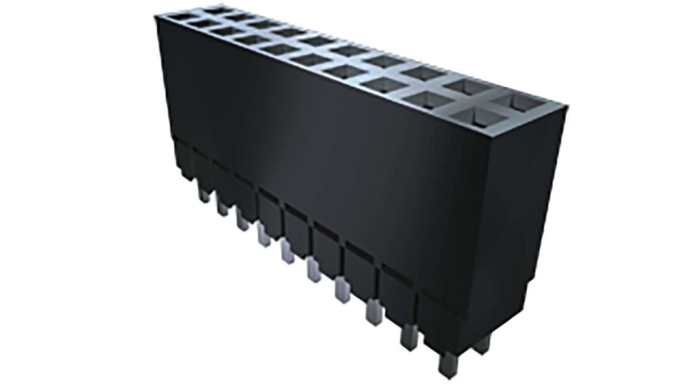 Samtec ESW Series Straight Through Hole Mount PCB Socket, 50-Contact, 2-Row, 2.54mm Pitch, Solder Termination