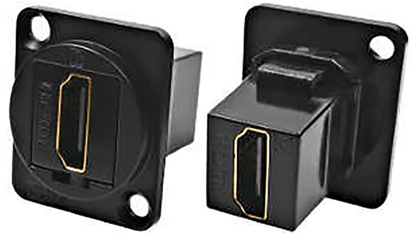 RS PRO HDMI接口, 直向, 2路, 黑色, A 型