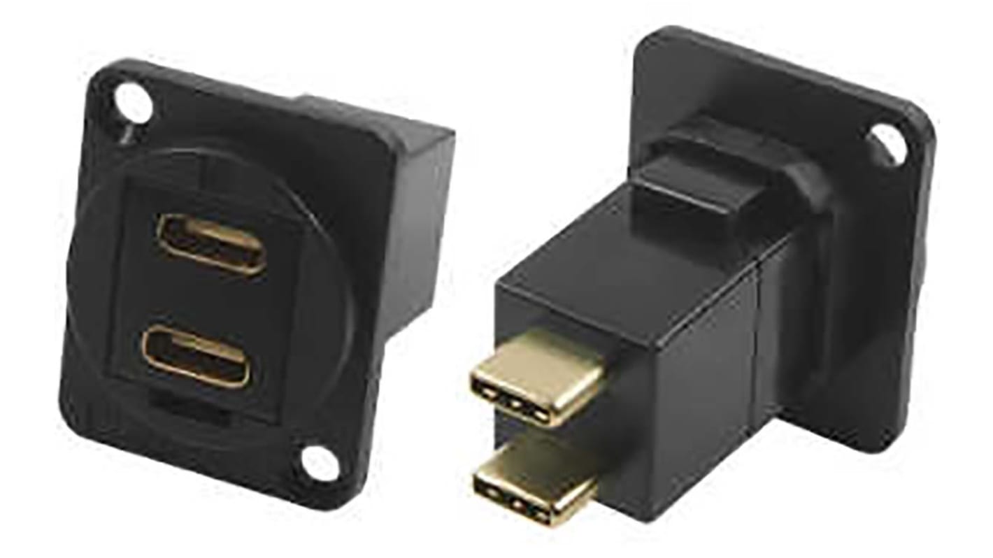 RS PRO USB母座至公插, C型, 2端口, 电缆端接, 面板安装, 直向, IP40