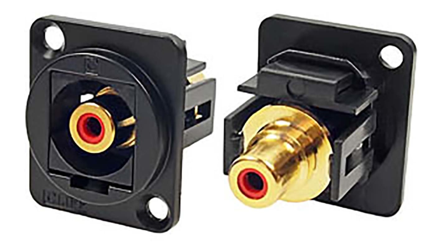 RS PRO Red Panel Mount RCA Socket, Gold over Nickel, 2A