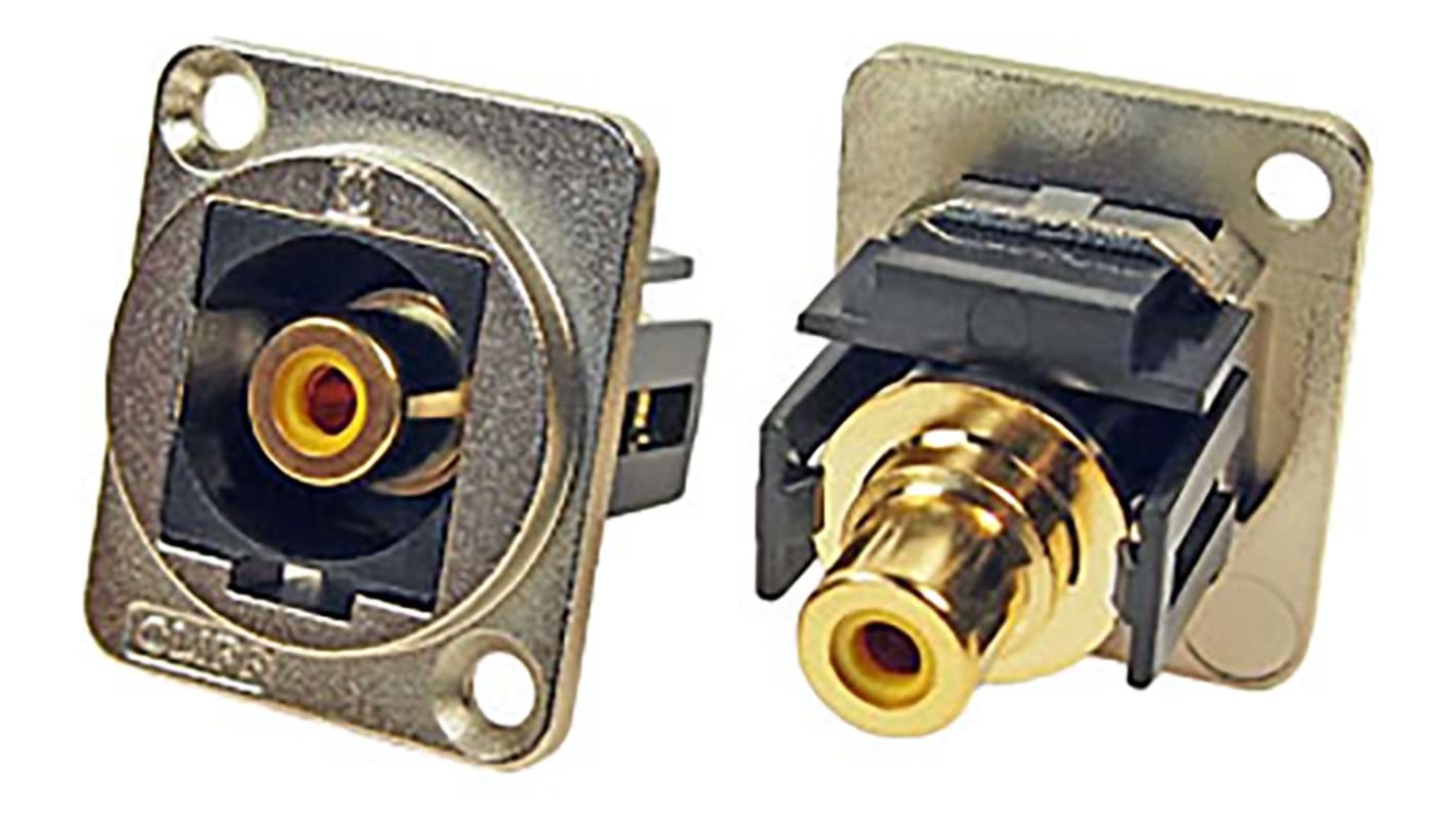 RS PRO Yellow Panel Mount RCA Socket, Gold over Nickel, 2A