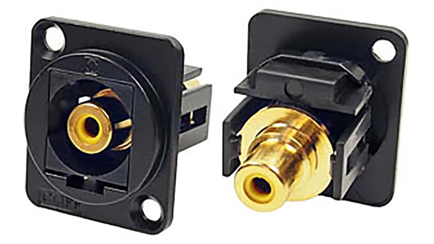 RS PRO Yellow Panel Mount RCA Socket, Gold over Nickel, 2A