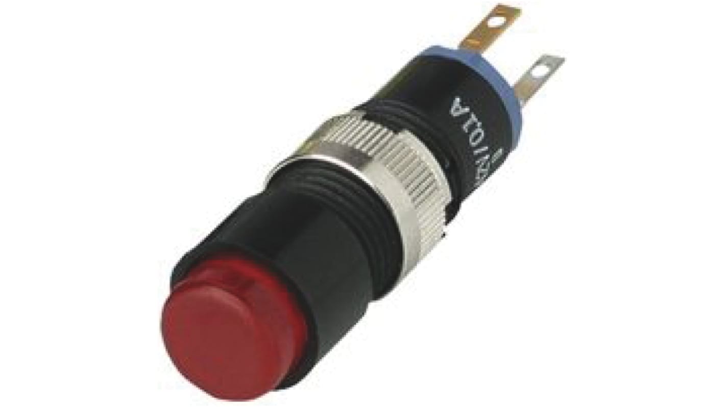 EAO 红色LED面板指示灯, 2.2V 直流, 20mA, Φ8mm安装孔, 凸型边框, 黑色边框