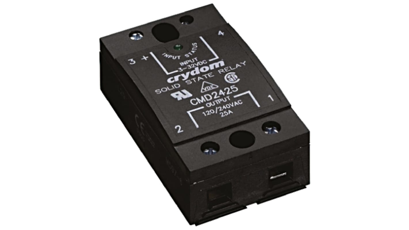 Sensata Crydom Solid State Relay, 25 A Load, Panel Mount, 280 V Load, 32 V Control