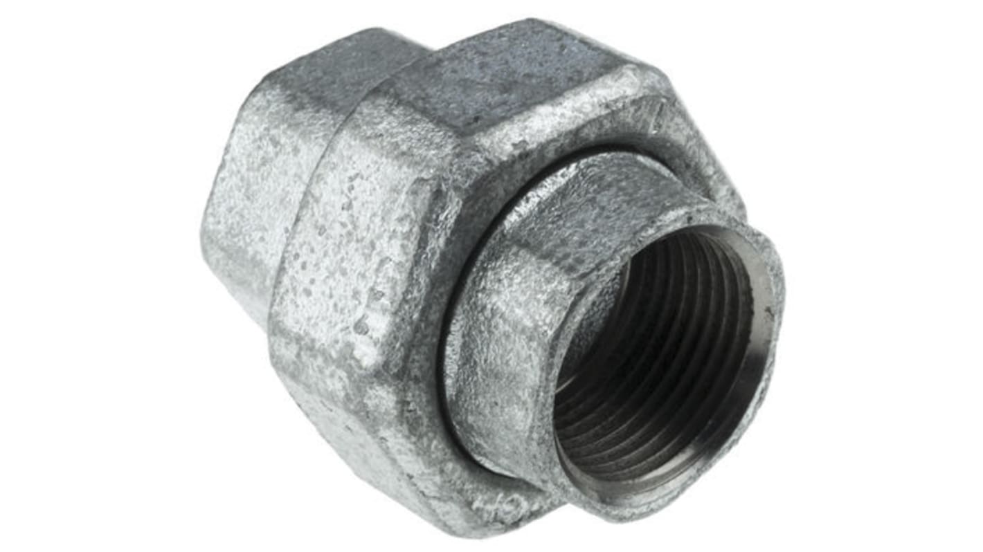 Georg Fischer Galvanised Malleable Iron Fitting Taper Seat Union, Female BSPP 1-1/4in to Female BSPP 1-1/4in