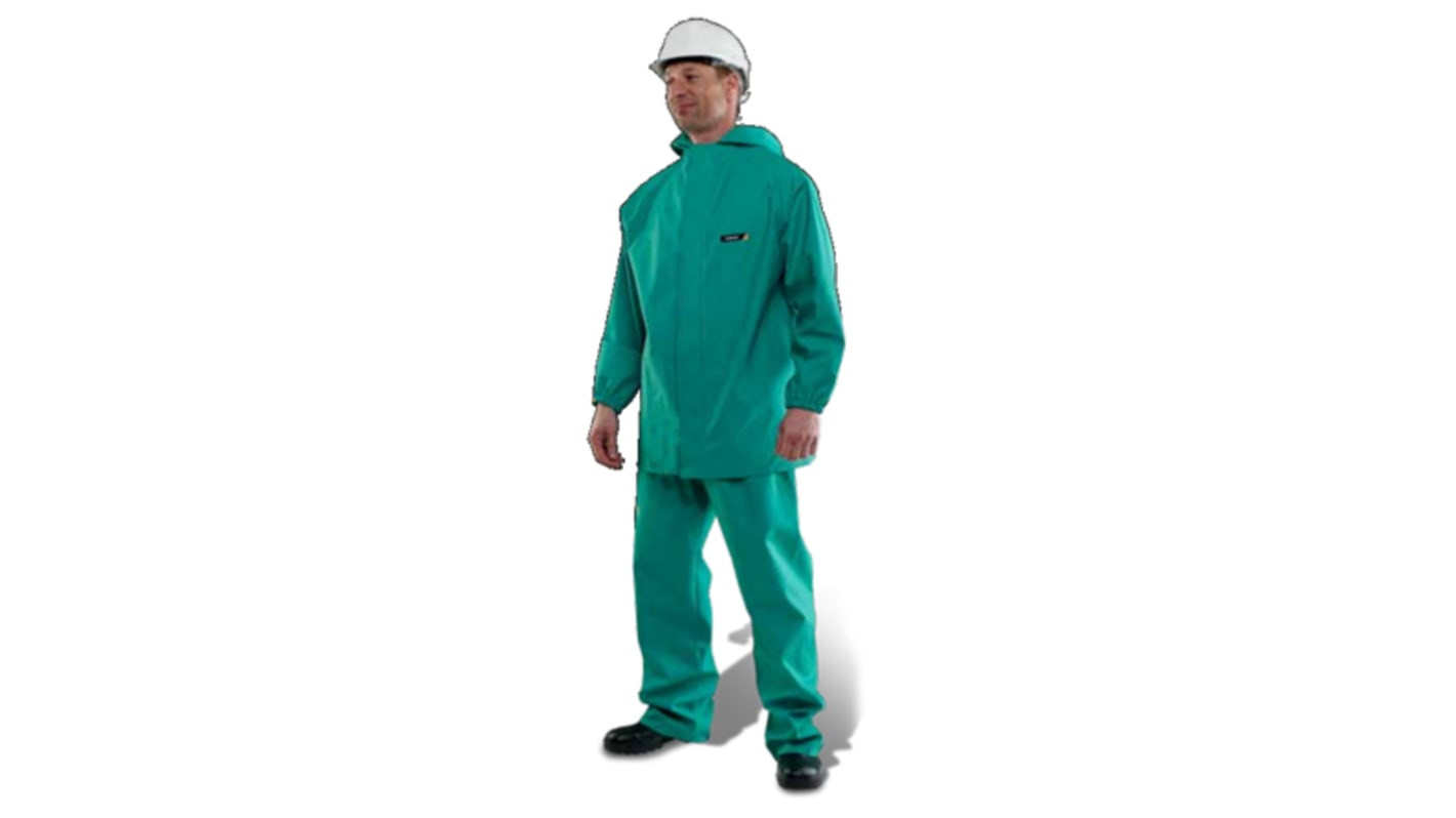 Chaqueta de protección química, L, Verde, Antiestático, Resistente a sustancias químicas, Pirorretardante, Impermeable