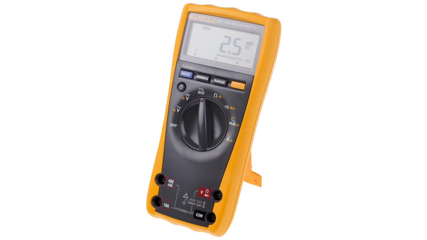 Fluke 177 Handheld Digital Multimeter, True RMS, 10A ac Max, 10A dc Max, 1000V ac Max - RS Calibrated