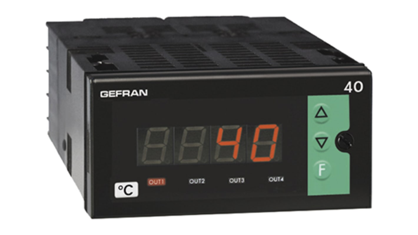 Gefran 40T96 On/Off Temperature Controller, 96 x 48mm, 1 Output Relay, 100 → 240 V ac/dc Supply Voltage