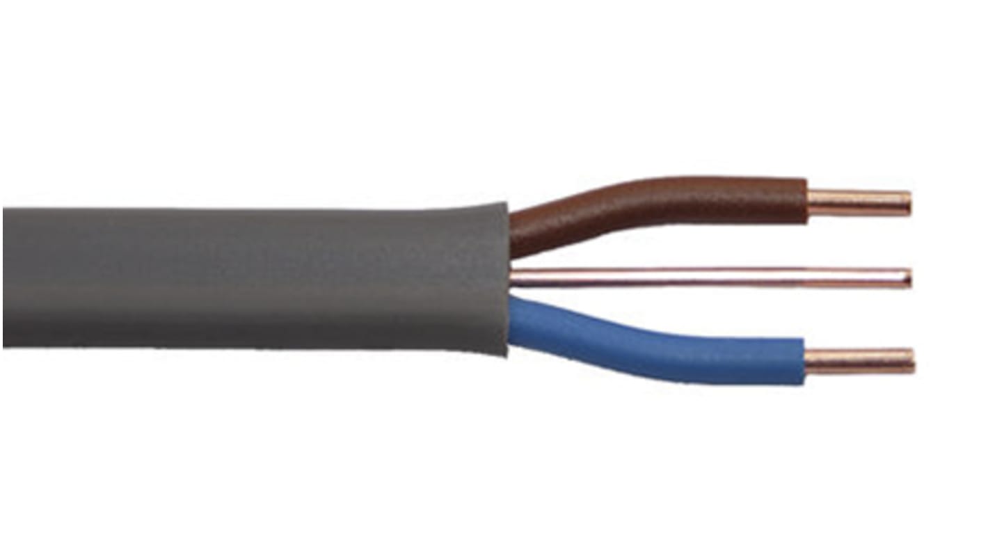 Prysmian, Twin & Earth, 100m 2+E Core, Grey PVC Power Cable +70°C