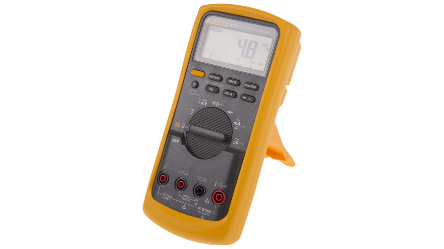 Multímetro Fluke 87 V, calibrado RS, 1000V ac/1000V dc, 10A ac/10A dc, TRMS, CAT III, CAT IV