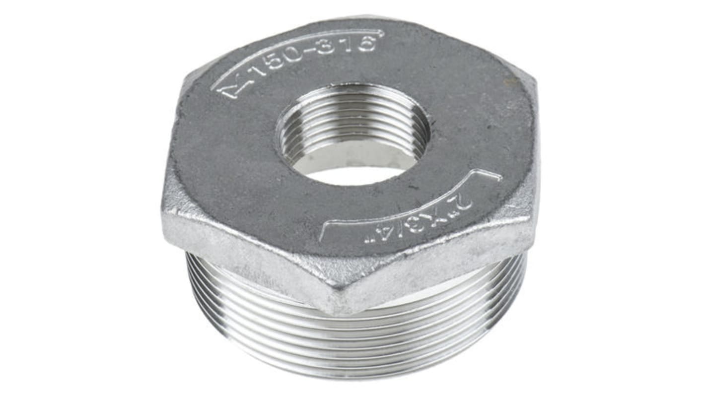 RS PRO Stainless Steel Pipe Fitting Hexagon Bush, Male R 2in x Female G 1/2in