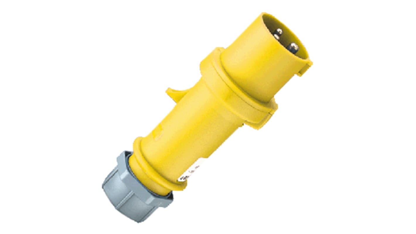 Conector de potencia industrial Macho, Formato 3P, Orientación Recto, StarTOP, Amarillo, 110 V, 16A, IP44