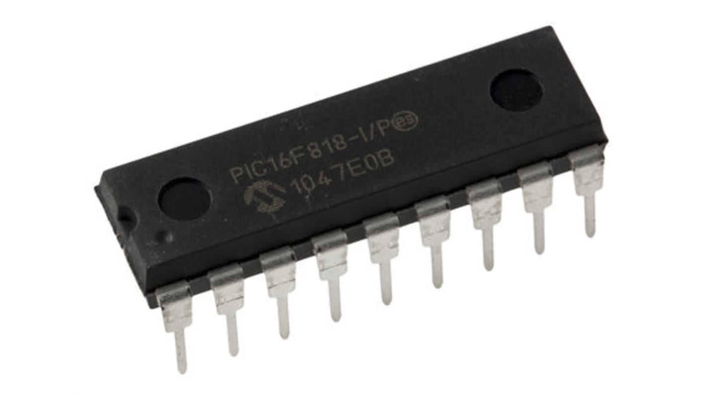 Microcontrolador Microchip PIC16F818-I/P, núcleo PIC de 8bit, RAM 128 B, 20MHZ, PDIP de 18 pines