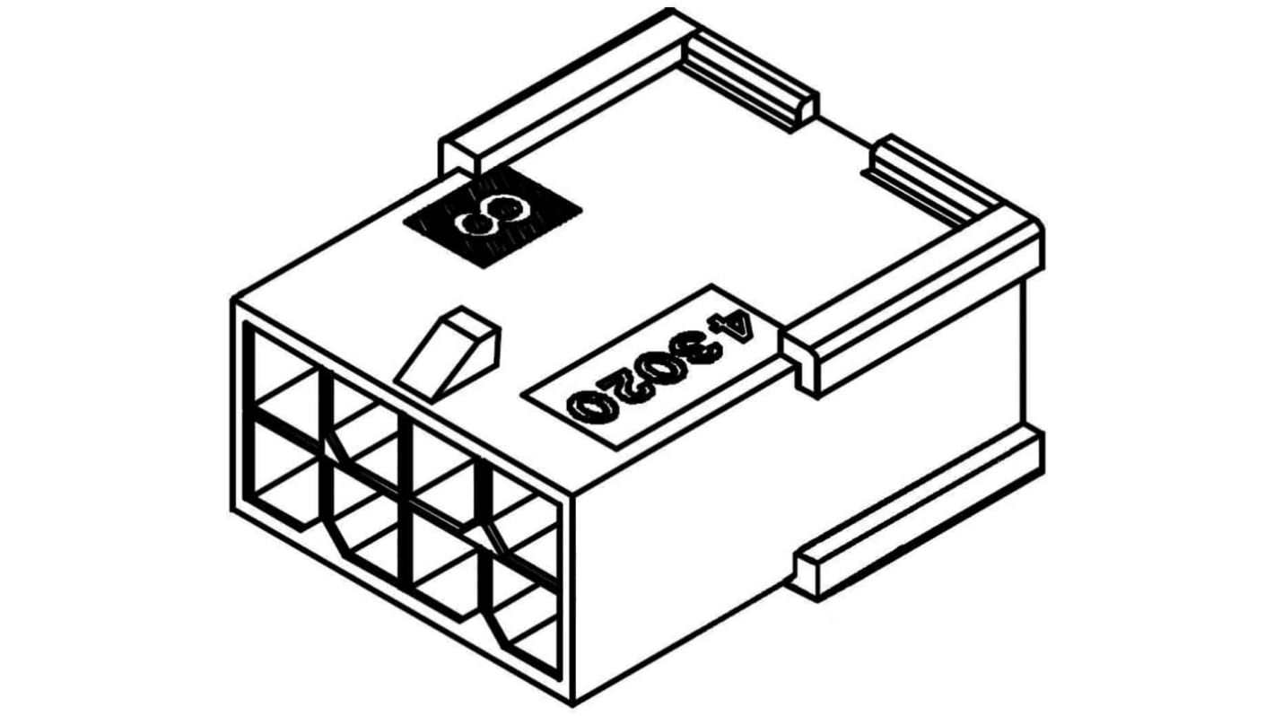 Carcasa de conector Molex 43020-2401, Serie Micro-Fit 3.0, paso: 3mm, 24 contactos, 2 filas, Ángulo recto, Macho,