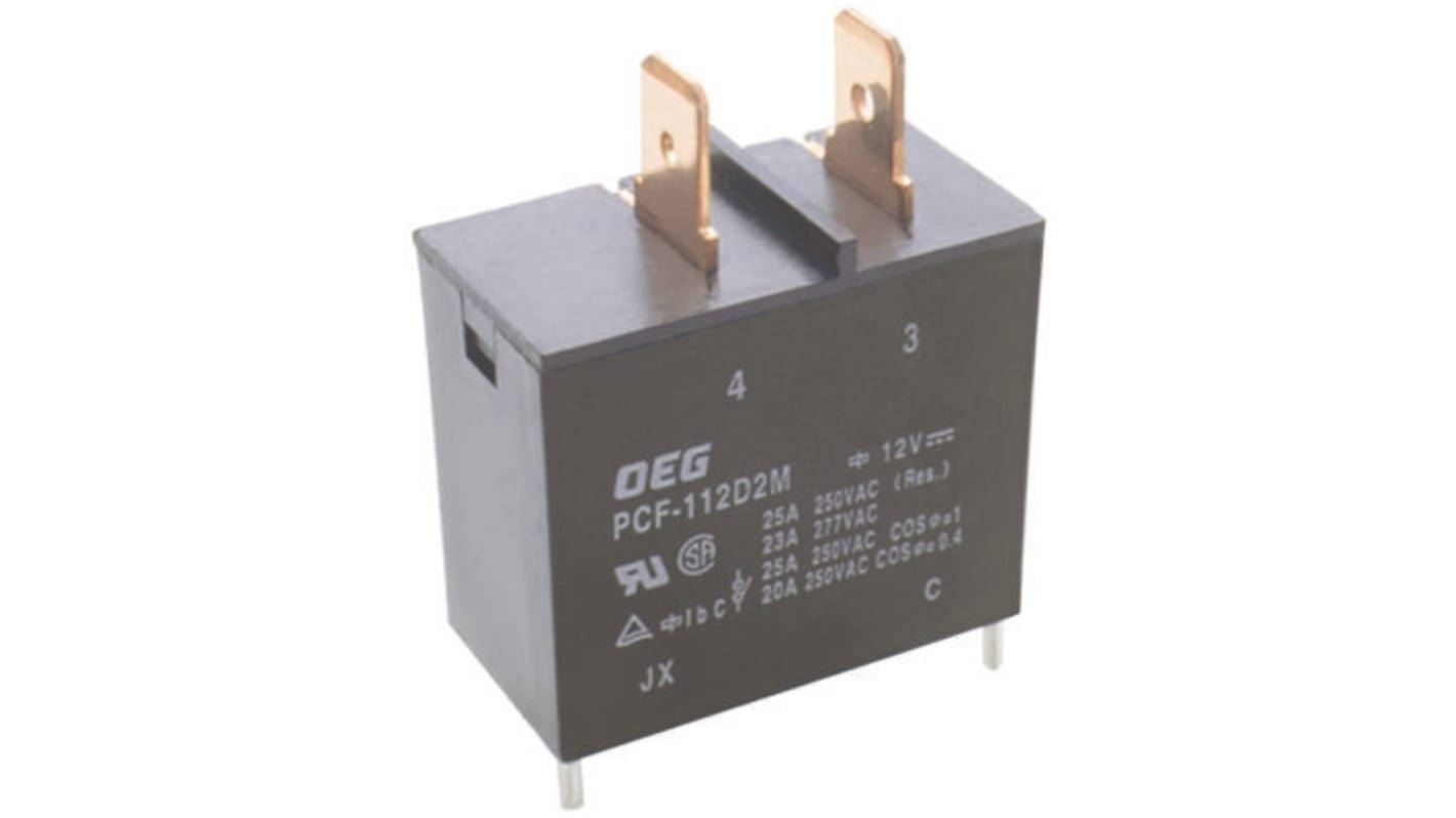 TE Connectivity PCB Mount Power Relay, 24V dc Coil, 25A Switching Current, SPST