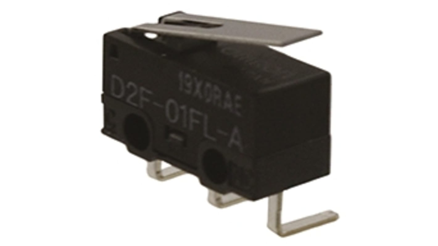 Omron 摆杆微动开关, 单刀双掷, 100 mA @ 30 V 直流触点, 直角PCB端, 操作力0.25 N, IP40