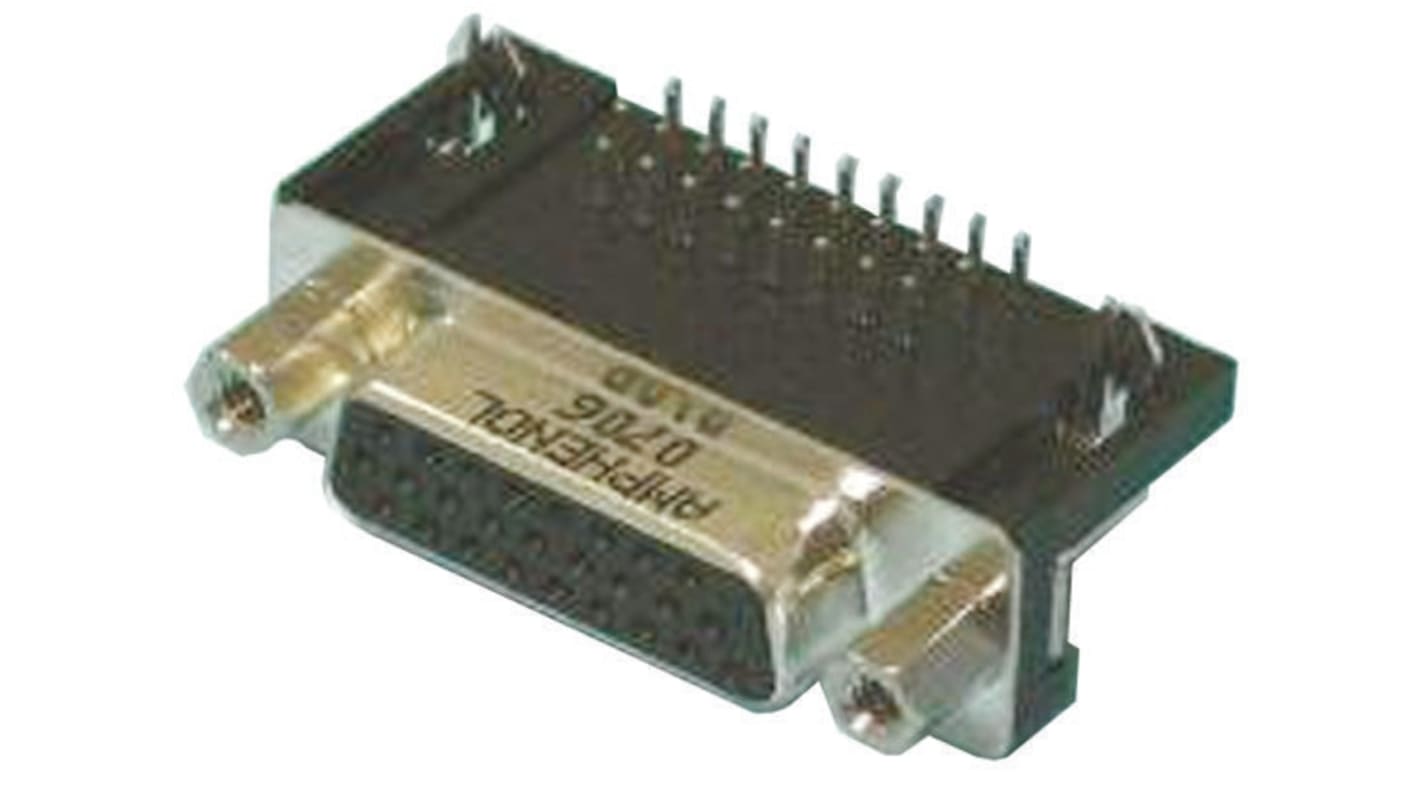 Amphenol Communications Solutions L77HD 44 Way Right Angle Through Hole D-sub Connector Socket, with 4-40 UNC Female